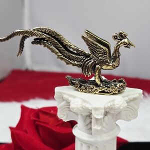 Nine-Sky Phoenix Figurine Miniature Brass Curio Collectible Mysterious Decor